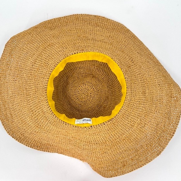 HATattack New York Straw Floppy Sun Hat Womens One Size Beaded Beach Vacation - Picture 10 of 16